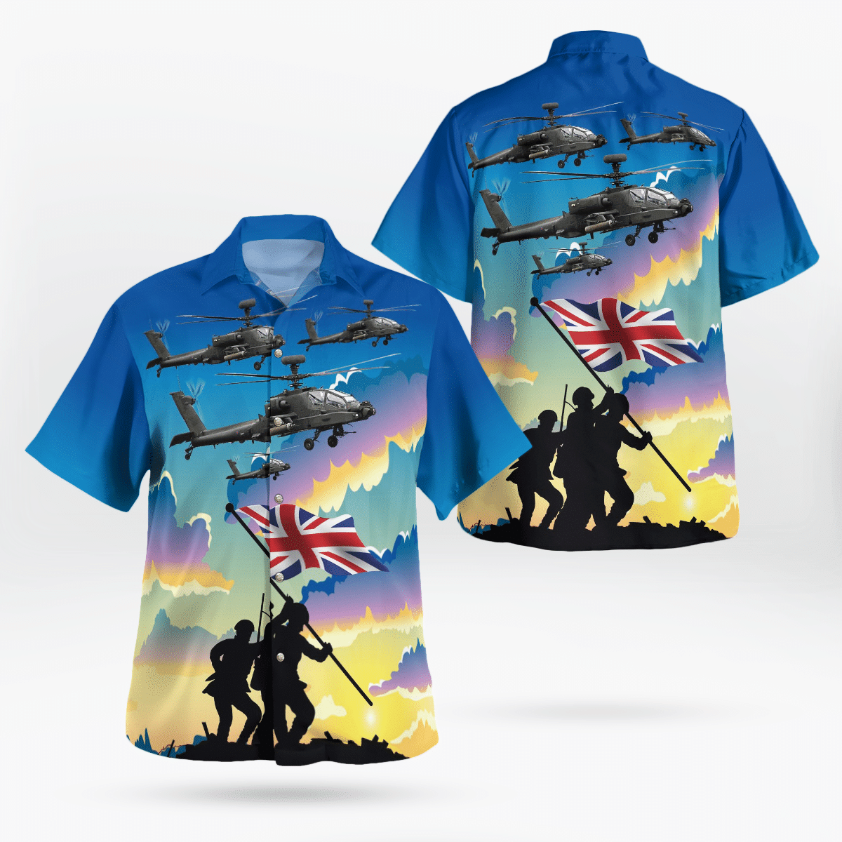 BEST British Army AgustaWestland Apache AH1 Armed Force Days 3D Aloha Shirt2