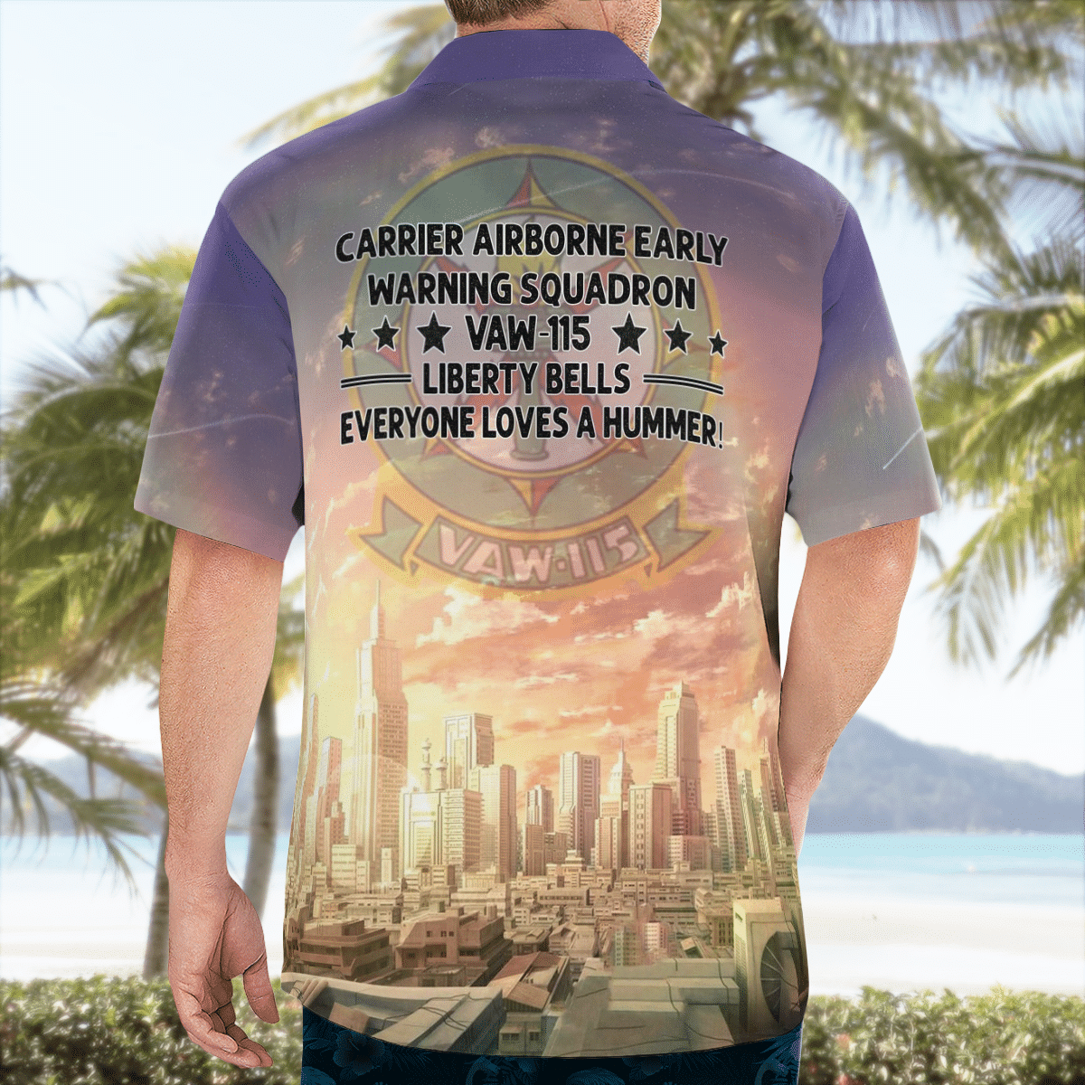 BEST US Navy Carrier Airborne Early Warning Squadron 115 VAW-115 Liberty Bells E-2C Hawkeye 3D Aloha Shirt1