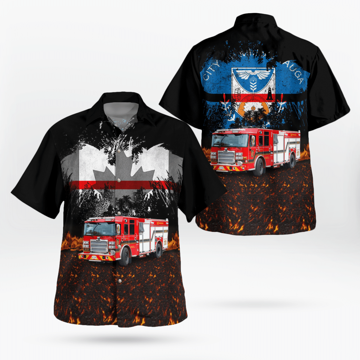 BEST Mississauga Fire and Emergency Services MFES, Ontario 3D Aloha Shirt2