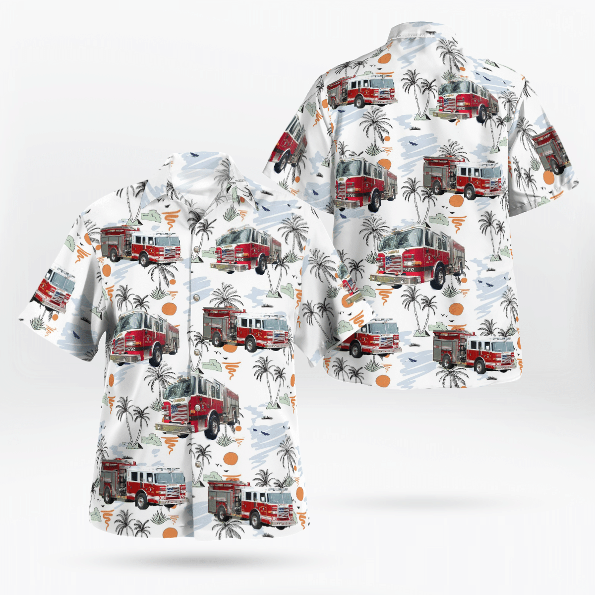 BEST Cambria Fire Department, California 3D Aloha Shirt2