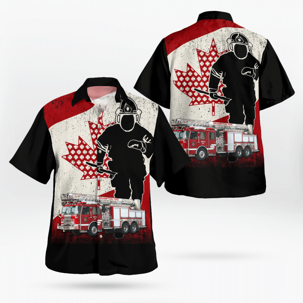 BEST Brampton Fire and Emergency Services, Ontario Aerial Ladder Truck 3D Aloha Shirt2