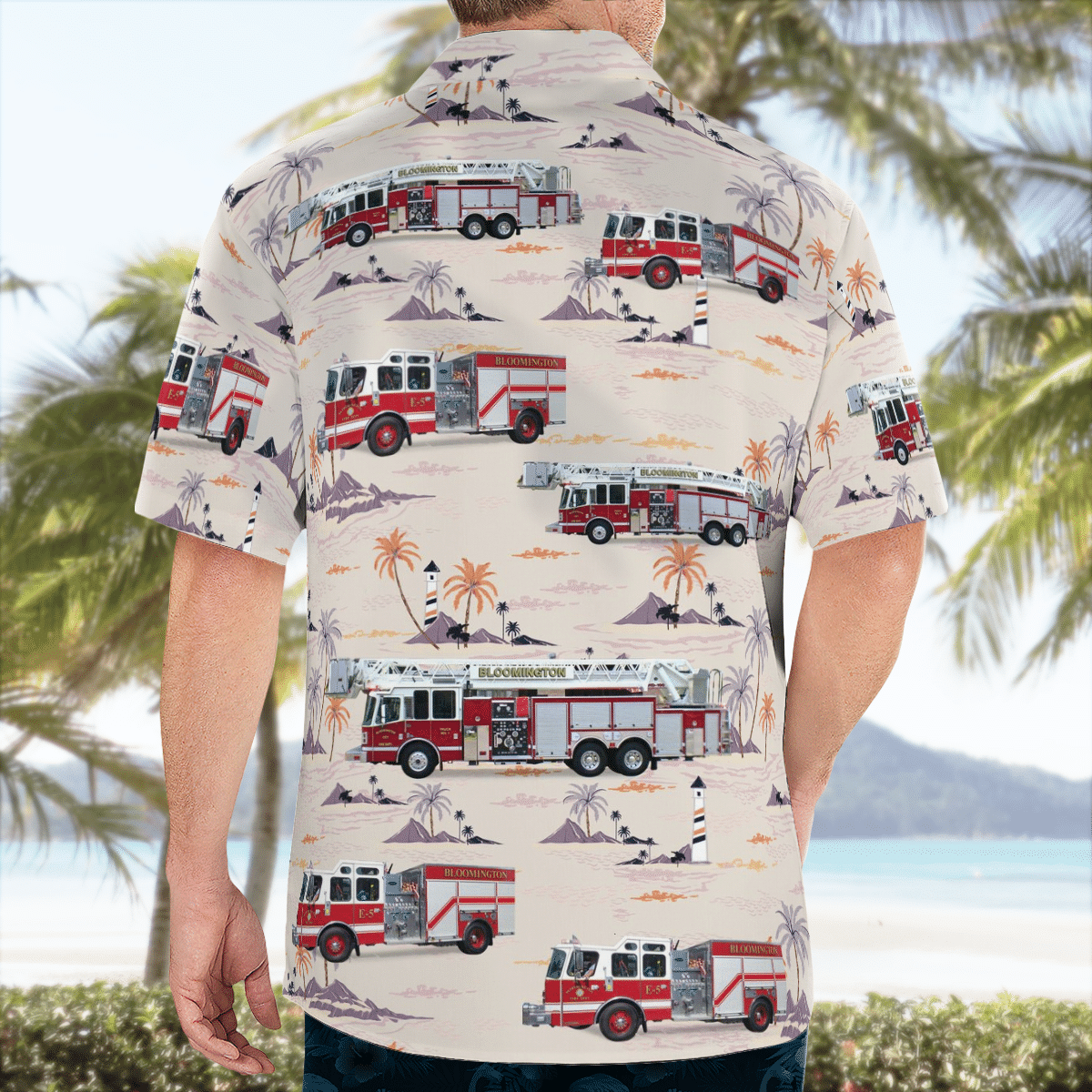 NEW City of Bloomington IN - Fire Department 3D Hawaiian Shirt2