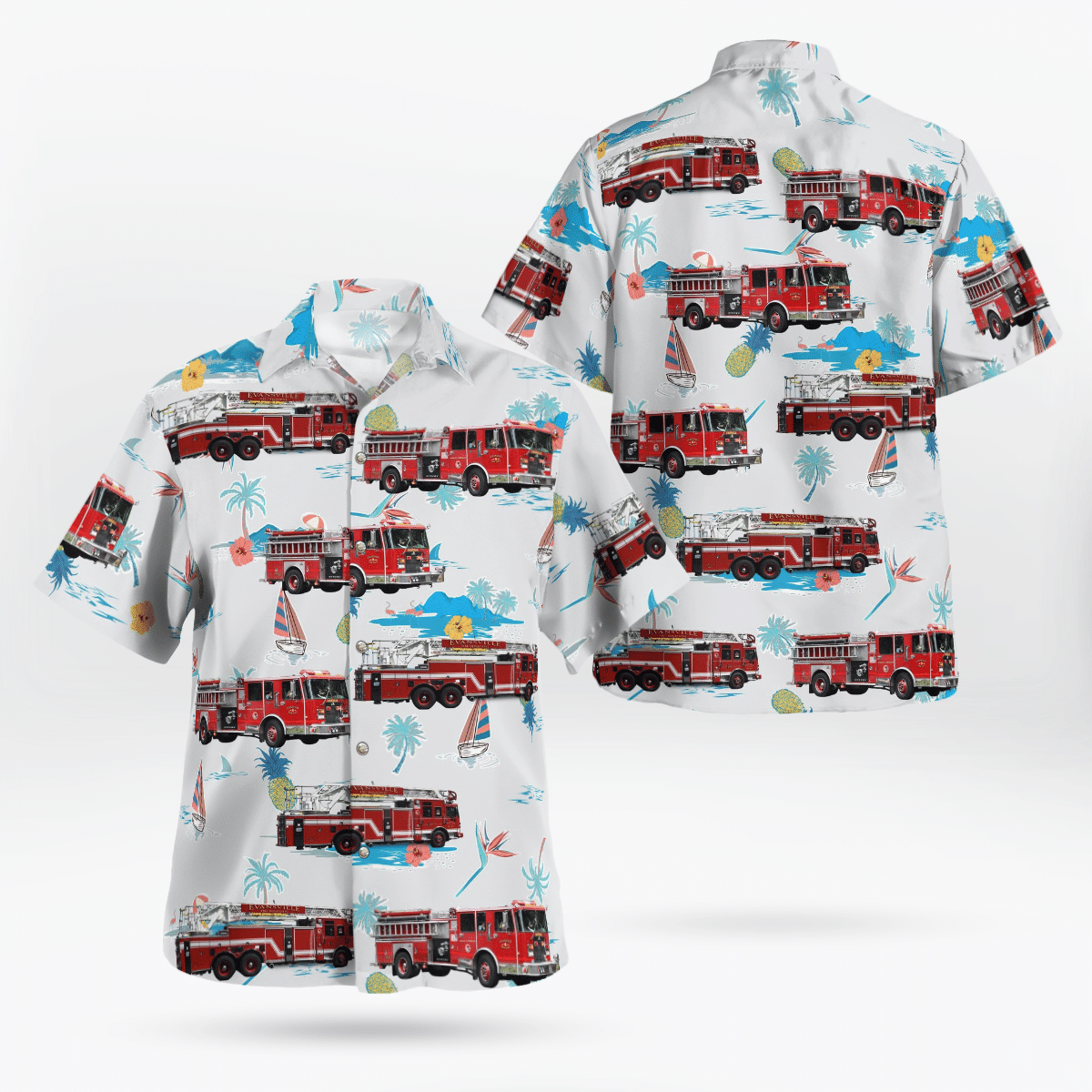 NEW Evansville Fire Department 3D Hawaiian Shirt1