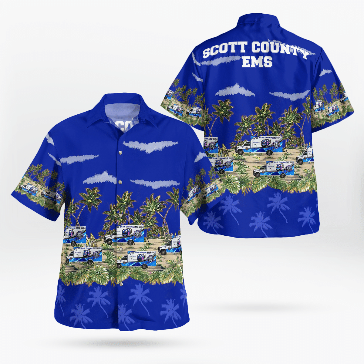 NEW Indiana Scott County EMS 3D Hawaiian Shirt1