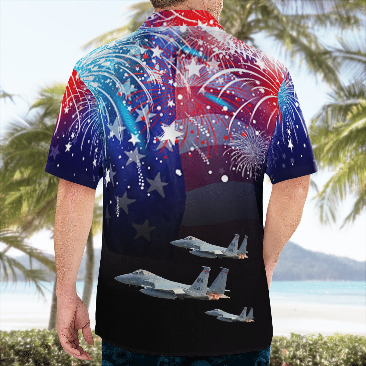 NEW Massachusetts Air National Guard 104th Fighter Wing 104 FW F-15C Eagle 4th of July 3D Hawaiian Shirt2