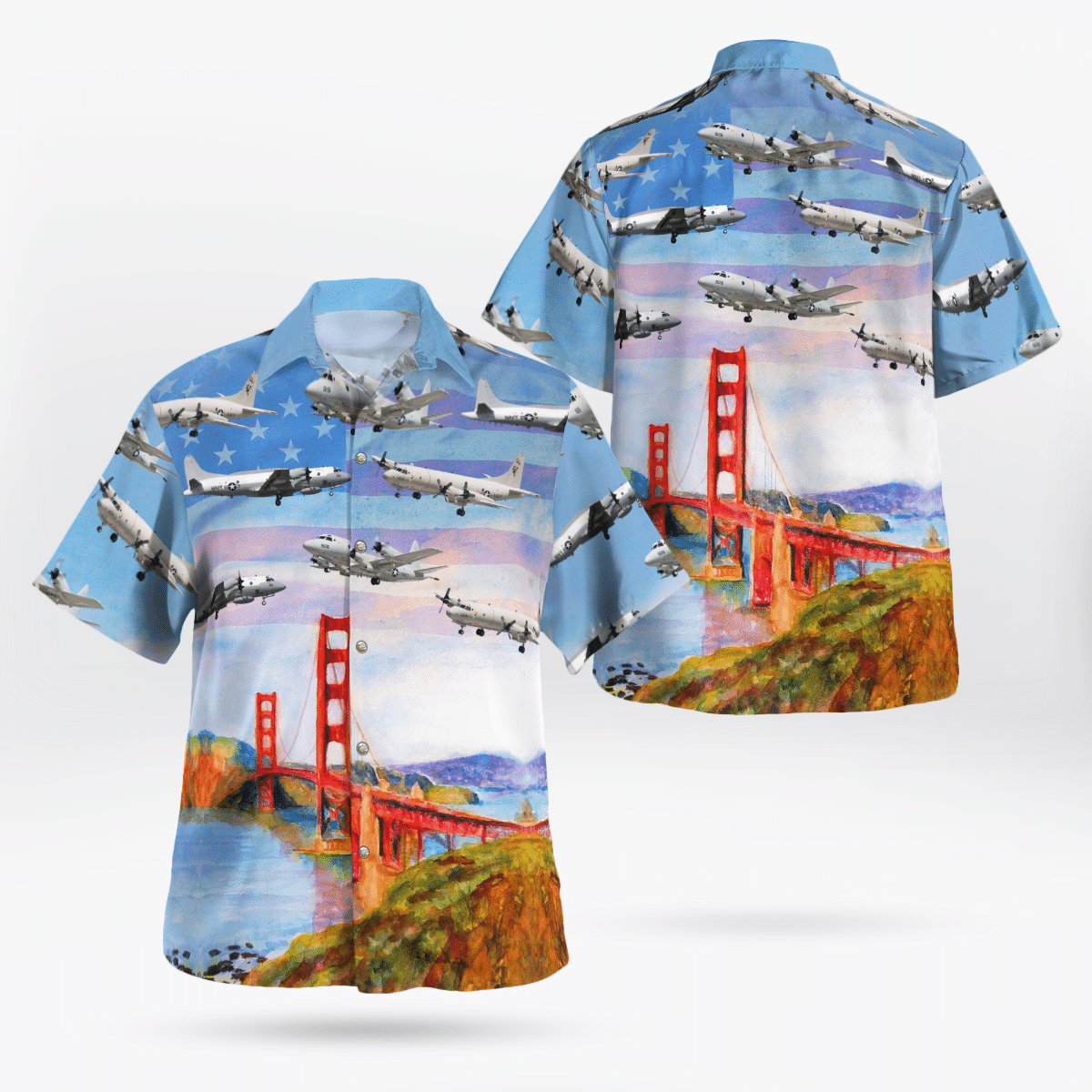 HOT US Navy Lockheed P-3 Orion Independence Day Golden Gate Bridge Hawaii Shirt 1