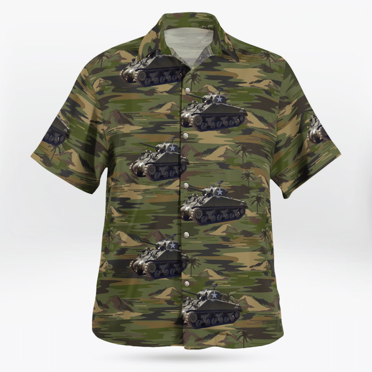 COOL US Army M4A3 Sherman Camo 3D Hawaii Shirt2