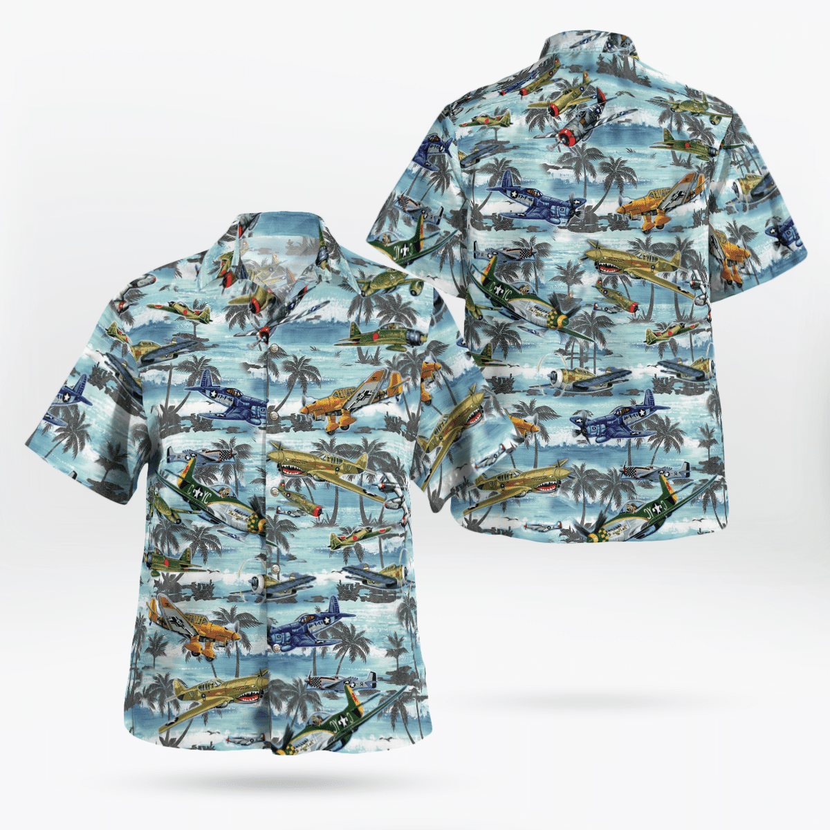 HOT Warbird Fighter Planes Hawaiian Shirt1