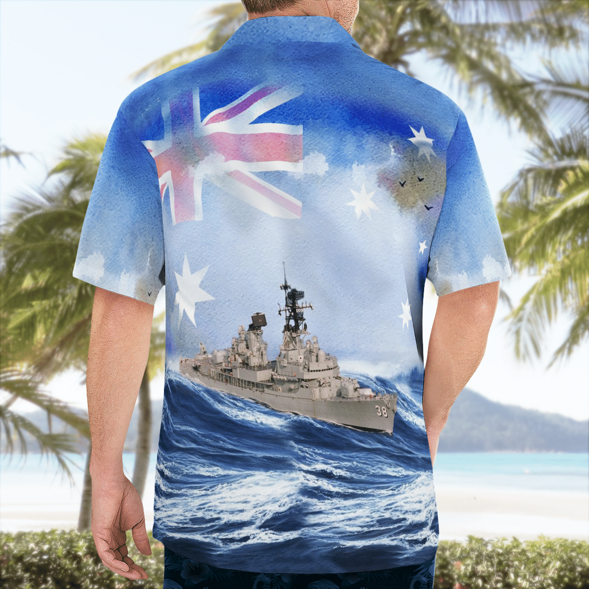 HOT Royal Australian Navy RAN HMAS Perth D 38 Perth-class Guided Missile Destroyer Hawaiian Shirt2
