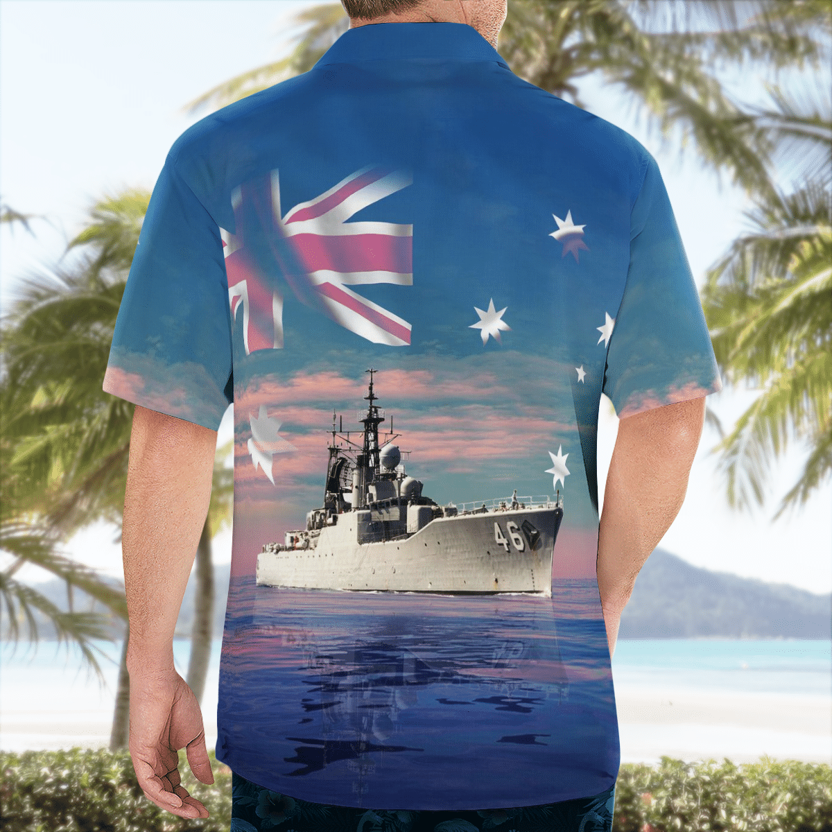 HOT Royal Australian Navy RAN HMAS Parramatta DE 46 River-class Destroyer Escort Hawaiian Shirt2