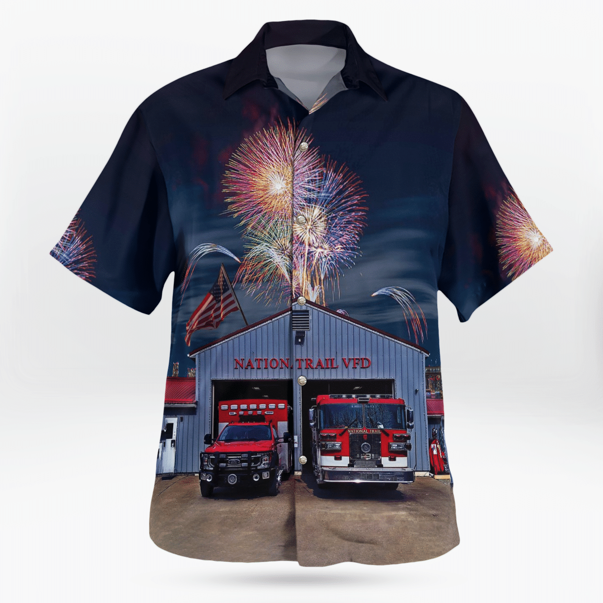 HOT Gratiot, Ohio, National Trail Fire Department 4th of July Tropical Shirt2