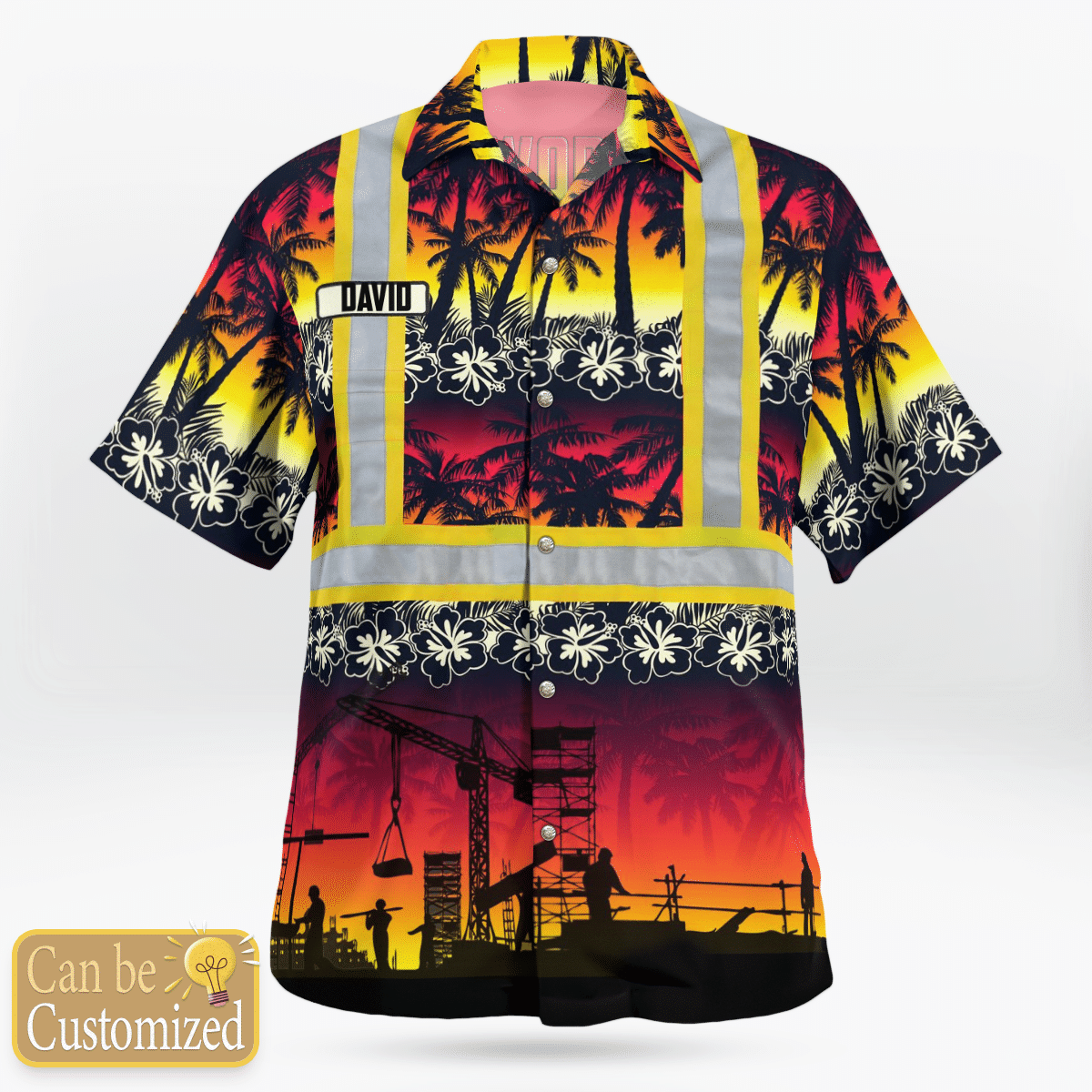 BEST Personalized Ironworker Sunset palm tree custom Hawaiian Shirt2