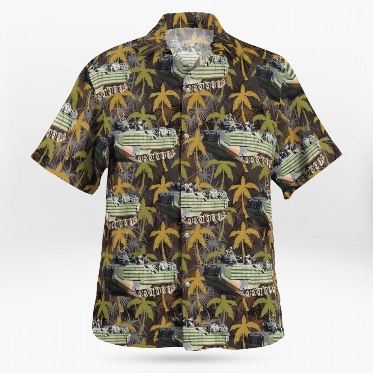 BEST U.S. Marine Corps Assault Amphibious Vehicle AAV Palm Tree Pattern Hawaiian Shirt2