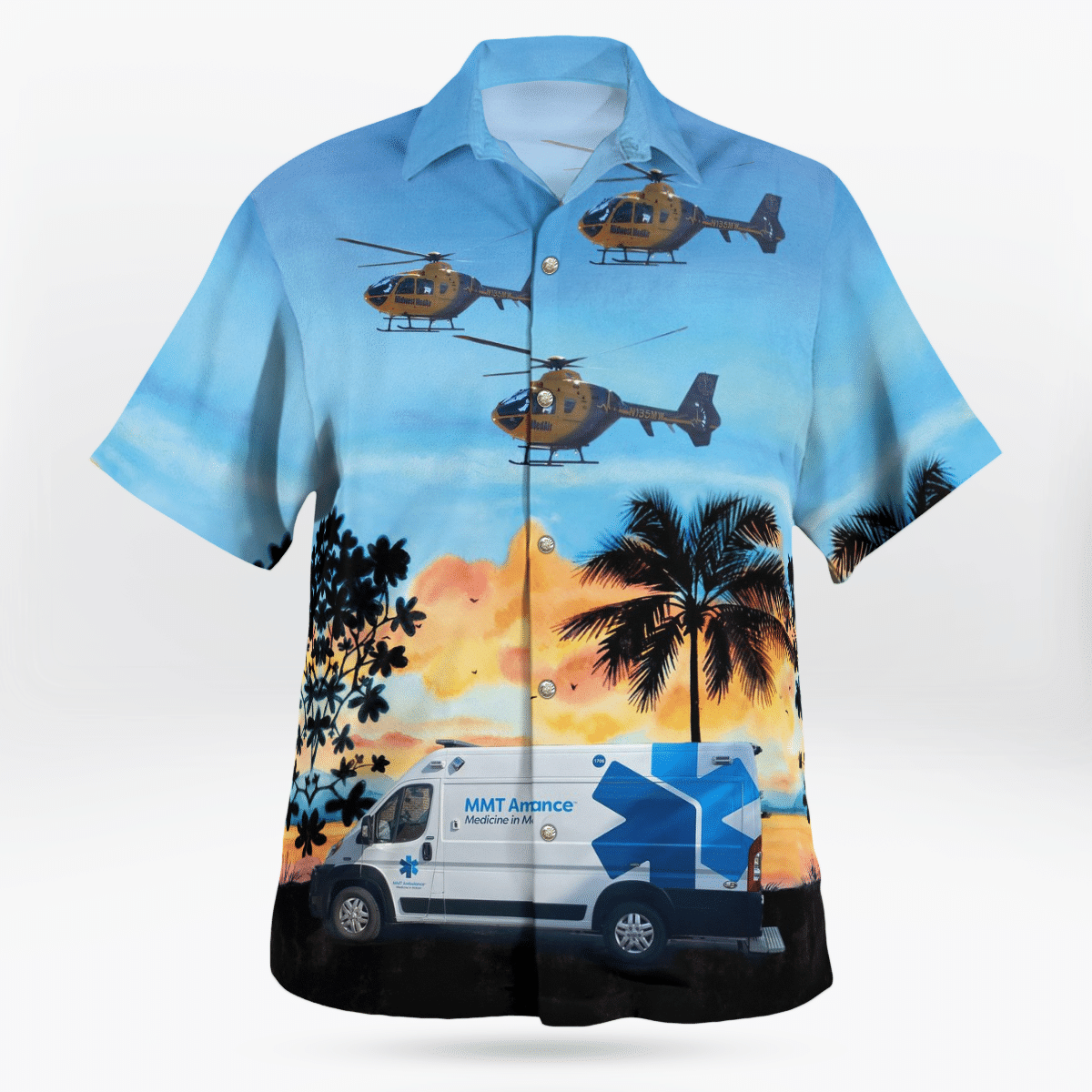 BEST Omaha, Nebraska, Midwest Medical-MMT Ambulance 3D Aloha Shirt2