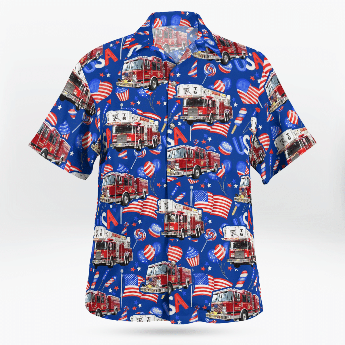 HOT Piscataway, New Jersey, New Market Volunteer Fire Company 1, 4th of July Tropical Shirt1