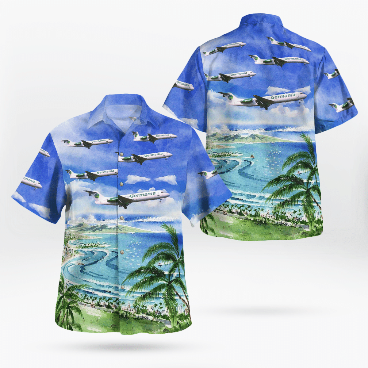 HOT Germania airline Fokker 100 Tropical Shirt2
