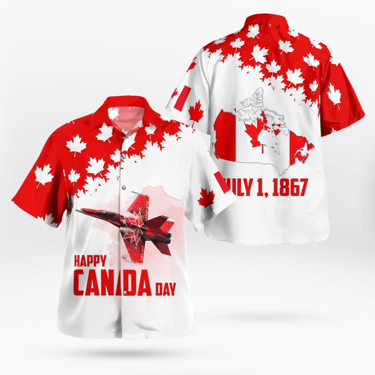 HOT Canadian Forces CF18 Demo Team Happy Canada Day Hawaiian Shirt1