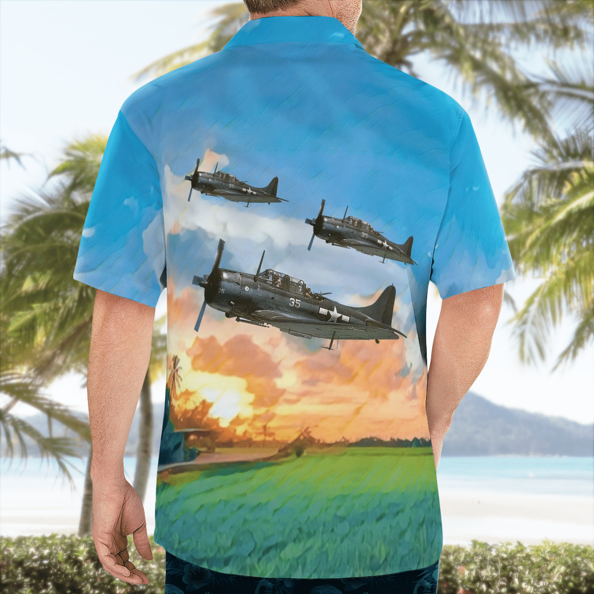 HOT WWII Douglas SBD Dauntless Military Dive Bomber Aircraft Tropical Shirt1