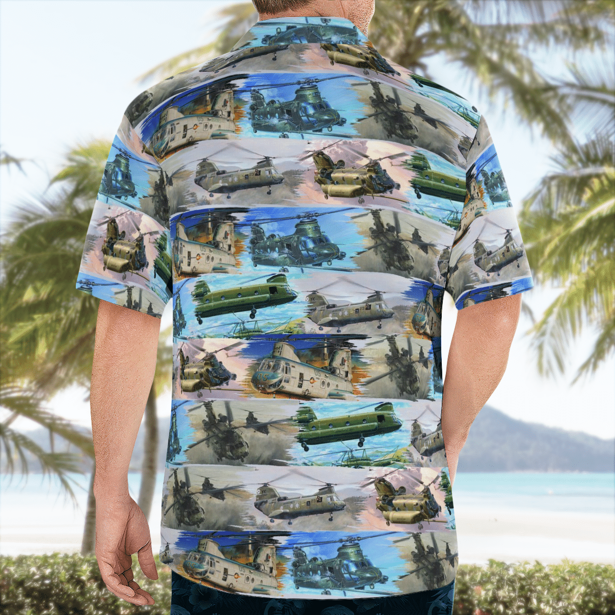 HOT CH-47 Chinook Helicopter Tropical Shirt1