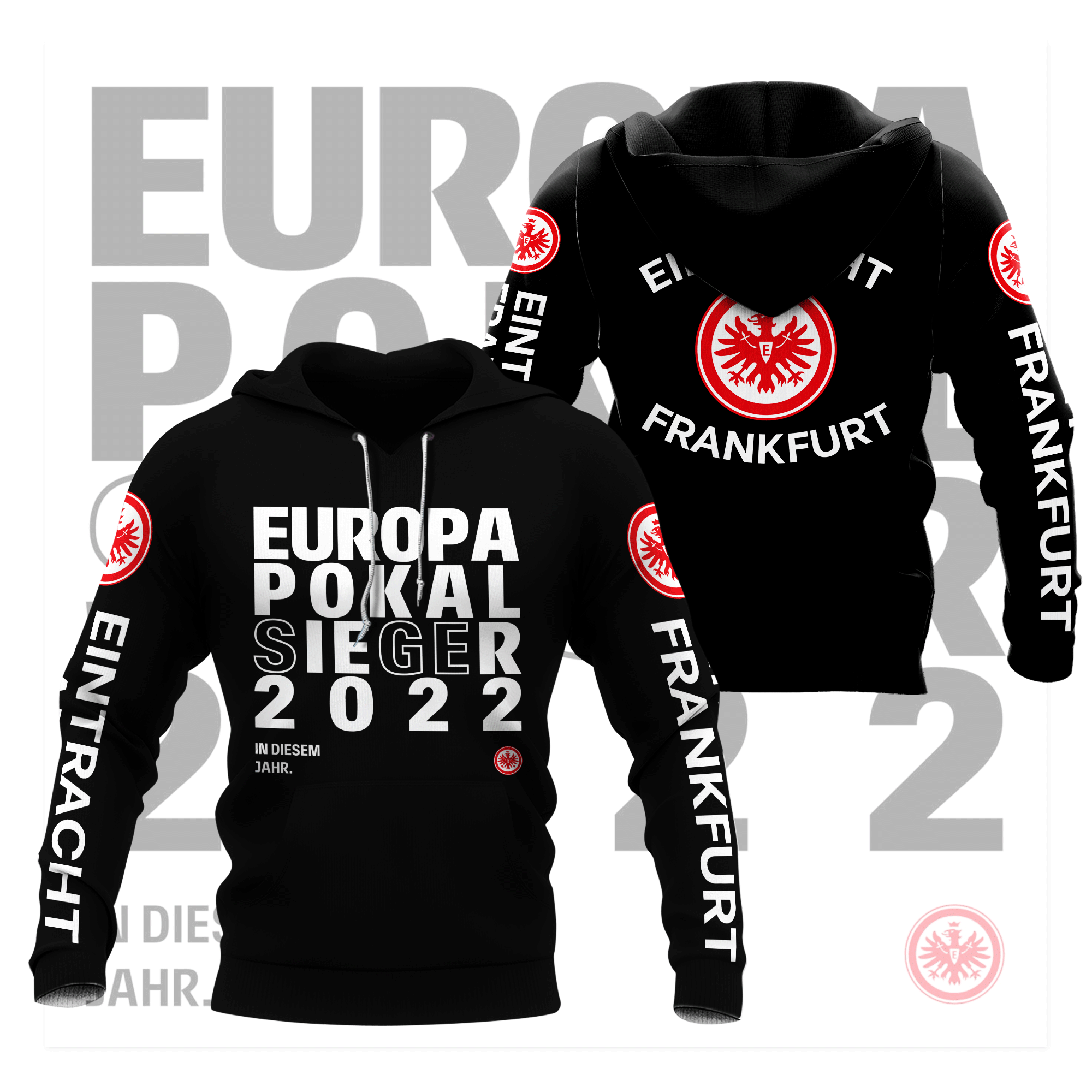HOT Eintracht Frankfurt Europapokal Sieger 2022 Black 3D Print Hoodie, Shirt2