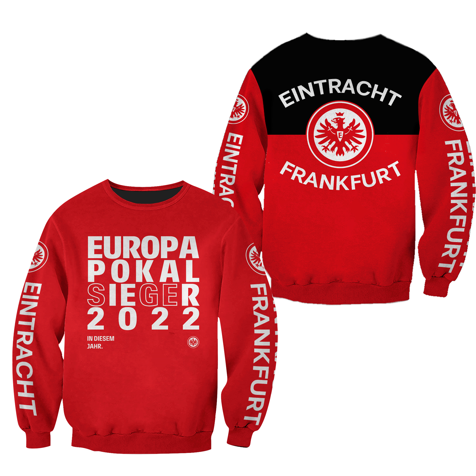 HOT Eintracht Frankfurt Europapokal Sieger 2022 Red 3D Print Hoodie, Shirt1