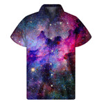 Colorful Nebula Galaxy Space Print Men'S Short Sleeve Shirt