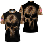 Camouflage Skull Heat American Flag Polo Shirt