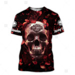 Rose Skull T-shirt 3d Rose Skull Graphic Printed 3d T-shirt All Over Print Tee For Men For Women