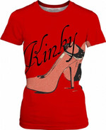 RageOn Kinky red  , heels and fetish BDSM cuffs Unisex 3D all over print T shirt