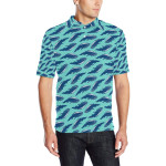 Whale Polka Dot Design Themed Print Men Polo Shirt