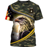 .Us Army Veteran American Flag Eagle Shirt #H