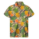 Vintage Zebra Pineapple Pattern Print Men'S Short Sleeve Shirt