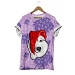 Dog In Funny Santa'S Red Cap Christmas Violet Back usky Dog Unisex 3D T-Shirt All Over Print OIDTC