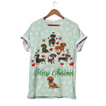 Dog Merry Christmas Floral Unisex 3D T-Shirt All Over Print OIBUU