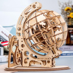 Wooden Globe 3D DIY Model Gear Rotating Assembly Puzzle
