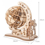 Wooden Globe 3D DIY Model Gear Rotating Assembly Puzzle