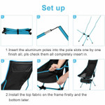 Lightweight Portable Camping Chair Outdoor Folding Backpacking High Back Camp Lounge Chairs with Headrest and Pocket for Sports Picnic Beach Fishing
