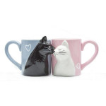 Kissing Cats Ceramic Couple Mugs (Set of 2)