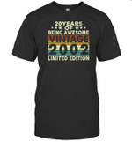 20 Years Of Being Awesome Vintage 2002 Limited Edition 20th Birthday Gifts Shirt