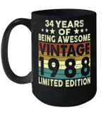 34 Years Of Being Awesome Vintage 1988 Limited Edition Mug