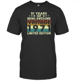51 Years Of Being Awesome Vintage 1971 Limited Edition Shirt 51st Birthday Gift Shirt