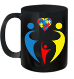 Autism Awarness Family Trio Heart Puzzle Gift Mug