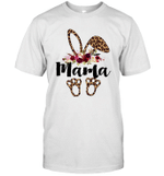 Bunny Easter Mama Leopard Print T-Shirt Rabbit Funny Shirt Mom Graphic Tees Top
