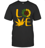 Funny Love Weed Sunflower And Cannabis Graphic T-Shirt