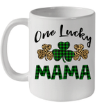 Funny One Lucky Mama Leopard Plaid St Patrick's Day Gift Mug