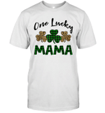 Funny One Lucky Mama Leopard Plaid St Patrick's Day Gift Shirt