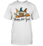 Happy Fall Y'all Three Gnomes Leopard Sunflower Halloween Gift Shirt