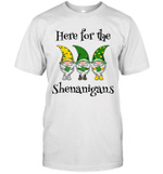 Here For The Shenanigans Gnome Shamrock St Patricks Day Shirt