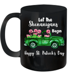 Let The Shenanigans Begin Flamingo Happy St Patrick's Day Mug