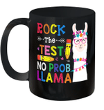 Testing Day Rock The Test Teaching No Prob Llama Teacher Mug